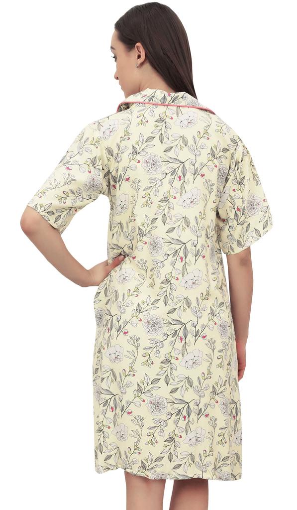 Bimba Женская пижама с короткими рукавами и карманом, светло-желтого цвета с цветочным принтом -