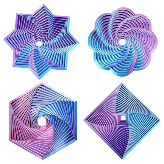 4 шт. 3D-печатный фрактальный спиннер-шестигранник для снятия стресса и тревоги, расширенный спиннер-восьмиугольник, звезда, цветок, квадратная сенсорная игрушка, игрушка для декомпрессии