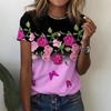 Новая футболка для женской одежды, модные топы для женщин, женская летняя футболка с 3D цветочным принтом и коротким рукавом, футболки больших размеров