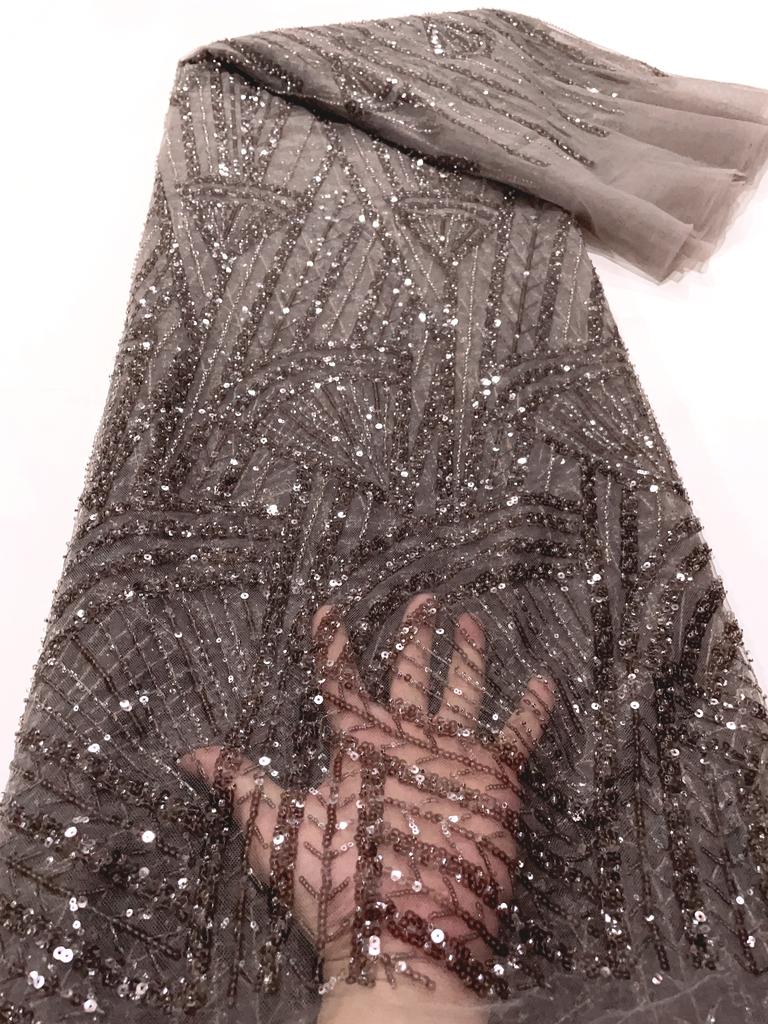 Африканское кружевное полотно 5 ярдов Новейшее нигерийское кружевное полотно Высококачественное вышитое сетчатое полотно Сетчатое кружево 2025 Французское кружево с пайетками