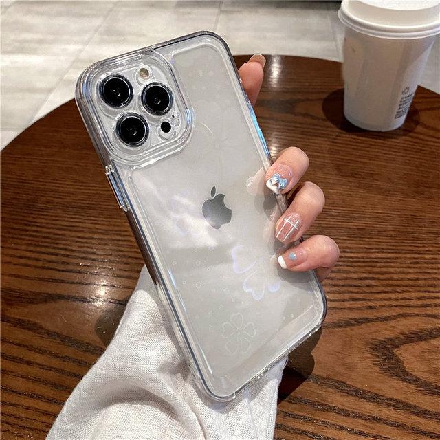 Gradient Rainbow Laser Phone Cases For Iphone 13 11 12 Pro Max Xs Max Xr X 7 8 Plus 13 Pro Transparent Soft Clear Acrylic Cover