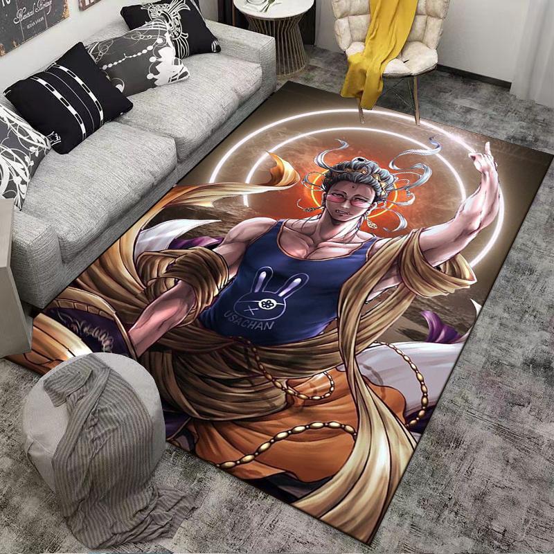 "Stylish Male Character Carpet with Modern Anime Design Circular Glow" Suitable for use as an anti-slip for living room bedroom sofas