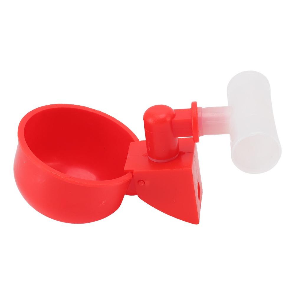 10 Sets PP Chicken Waterer Cups Red Poultry Drinking Bowl Automatic Chicken Water Cups Home Use