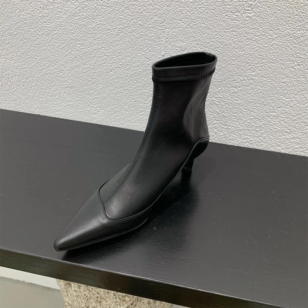 Fashion Pointed Toe Ankle Women Chelsea Boots Sexy Mid Heels Shoes Winter Fashion New Brand 2024 Designer Dress Walking Mujer Zapatos