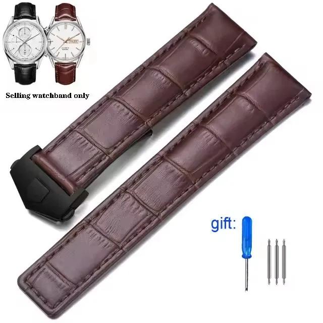 20 мм 22 мм 24 мм Ремешки для часов из натуральной кожи для серии Tag Heuer Эластичный водонепроницаемый ремешок из коровьей кожи Складная пряжка