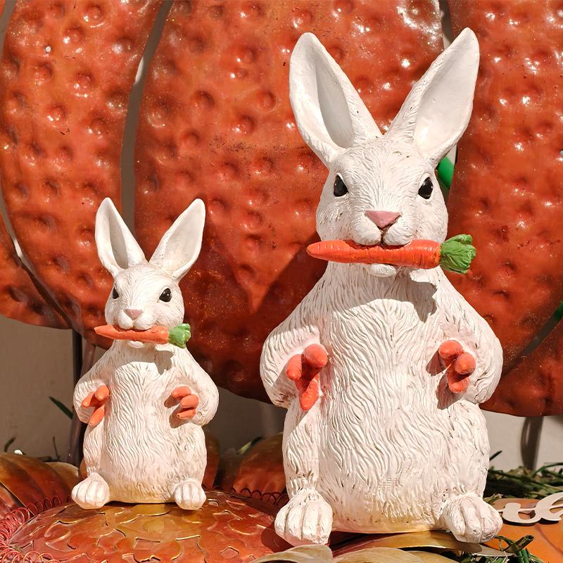 Garden Bunny Sculpture Resin Animal Craft for Outdoor Garden and Courtyard Entrance Decoration