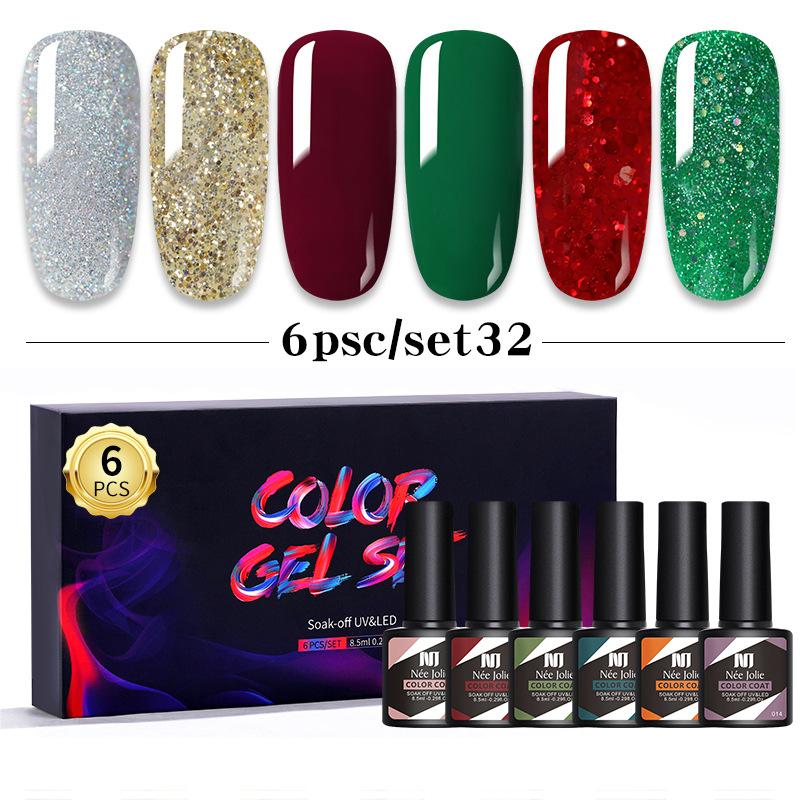 Набор клея для лака для ногтей 8 мл 6 бутылочек в коробке клей для дизайна ногтей Barbie японский цветной клей для ногтей клей для фототерапии