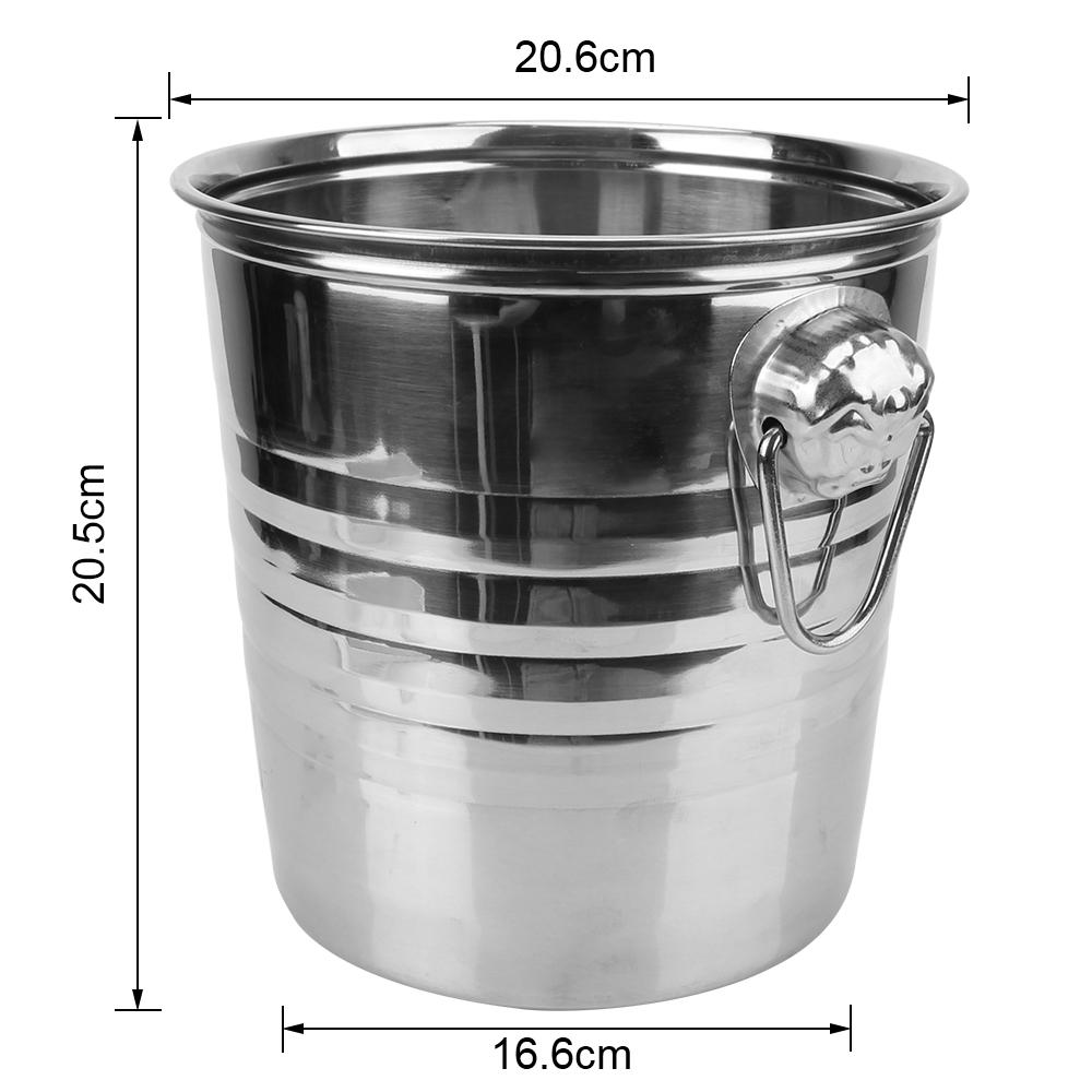 Ice Cube Maker Champagne Wine Beer Bucket 5L Stainless Steel Double Ring Wine Beer Cooler Bucket For KTV Bar Kitchen Party Barware