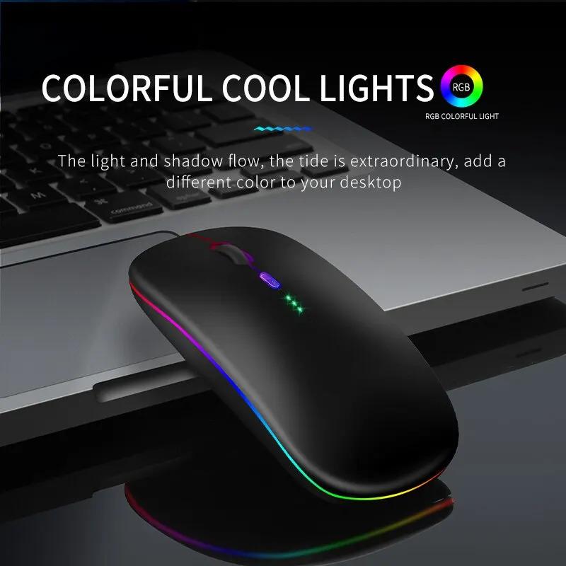 New Bluetooth Wireless Mouse with USB Rechargeable RGB Mouse for Computer Laptop PC Macbook Gaming Mouse Gamer 2.4GHz Portable