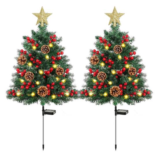 23-дюймовый светящийся искусственный рождественский наполнитель для урны, предварительно освещенная рождественская сосна с шишками, красными ягодами, треногой-колышком и светодиодной подсветкой, наполнитель для уличного крыльца