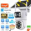 Tuya Solar WiFi Уличная 10-мегапиксельная камера с объективом 4K и двумя экранами PTZ Беспроводная маломощная камера безопасности с функцией автоматического слежения PIR