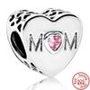 925 Sterling Silver Angel Mom Family Heart Series Shine Beads Fit Original Fashion Charms Bracelets Women DIY Jewelry