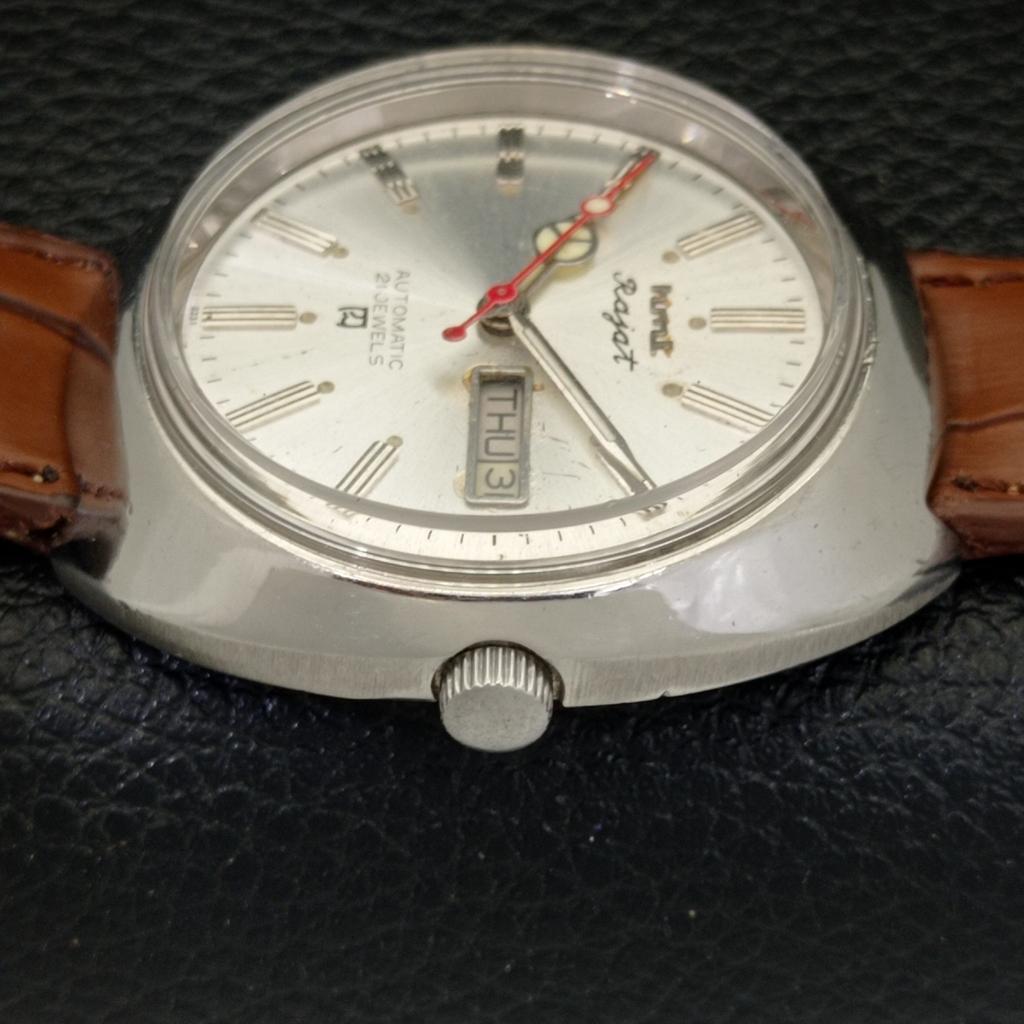 Б/У HMT RAJAT 6501 АВТОМАТИЧЕСКИЕ ИНДИАНСКИЕ МУЖСКИЕ ЧАСЫ С СЕРЕБРИСТЫМ ЦИФЕРБЛАТОМ И ДНЕМ, a432205-2 R110-a432205