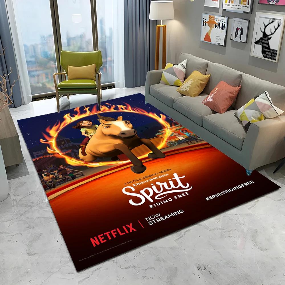 Мультяшный Ковер 'Дух Свободных Лошадей' 3D для Дома, Гостиной, Спальни, Дивана, Прихожей, Коврик для Детской Зоны, Нескользящий Коврик