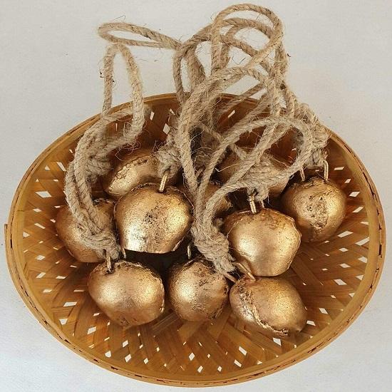 Set of 10 Vintage Rustic Lucky Tin Cow Bells Christmas Decor Handmade Bells