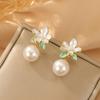 Маленькие свежие и модные цветочные подвесные жемчужные серьги литературные и продвинутые темпераментные серьги