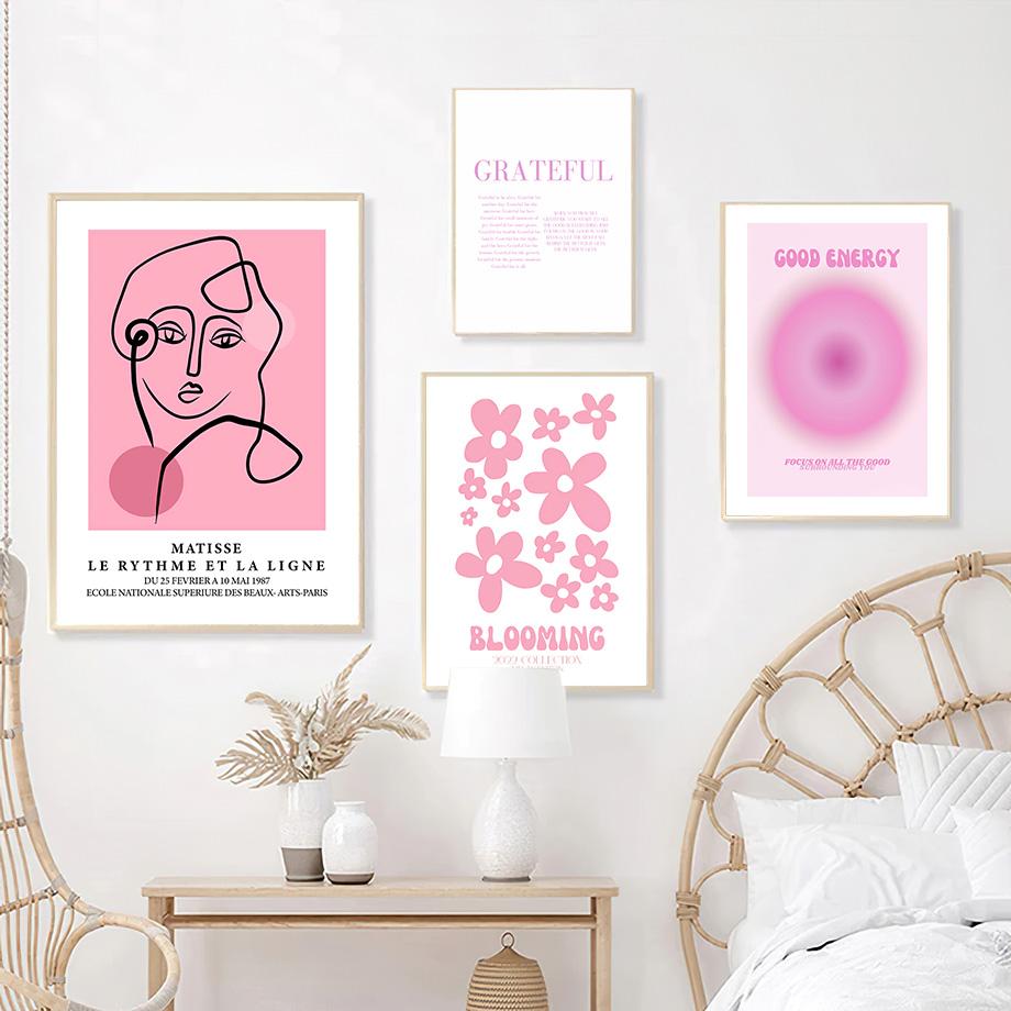 Розовая хорошая энергия Пикассо Матисс Кривая абстрактная настенная живопись на холсте постеры и принты настенные панно для декора гостиной