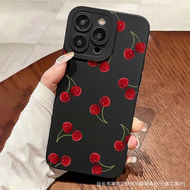 Красная вишня подходит для чехла iPhone 14, iPhone 13 Pro Max, силиконового 12/16 мягкого чехла XS/15 для женщин, 17