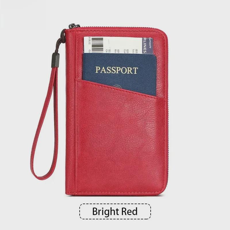 Кошелек для паспорта с защитой от магнитного RFID-излучения, застежкой-молнией и многофункциональным хранилищем