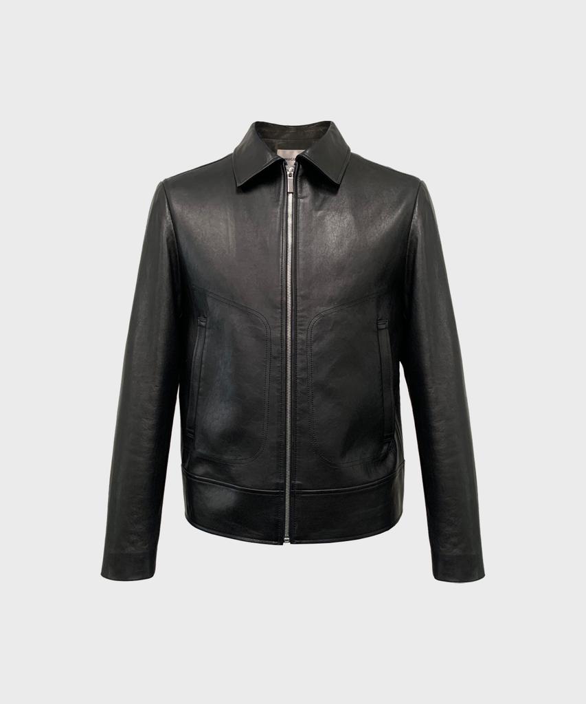 Muguet Stitch Leather Jacket (Black)