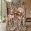 Leopard Print Bow Design Theme blanket Lightweight Warm Flannel Blanket Decorative Throw Blanket for Home Decoration