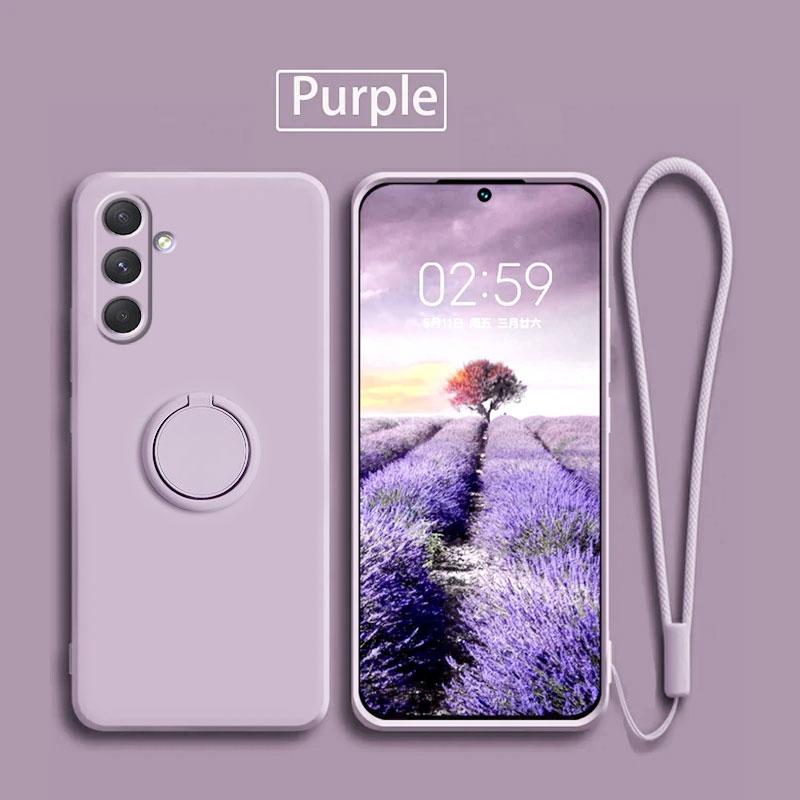 Case for Samsung Galaxy A54 5G Liquid Silicone Ring Holder Soft Phone Cover for Samsung Galaxy A54 5G Shockproof Back Fundas