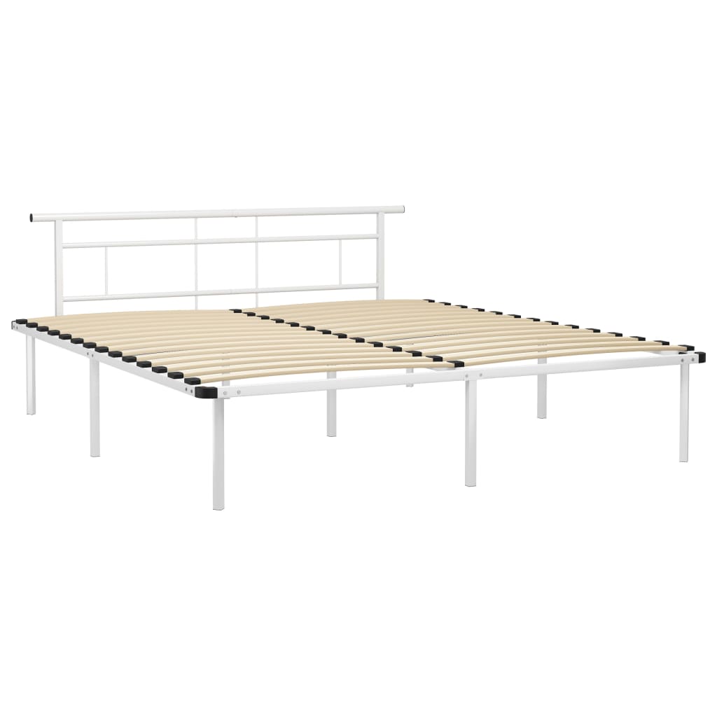 White Metal Bed Frame 200x200 cm