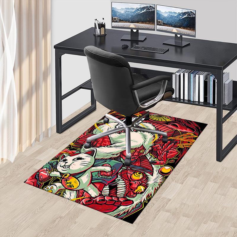 1pc Anime Cat and Demon Chair Mat - Mang God Office Rug with Cartoon Design, Suitable for Home Decor, Gaming Room, Seasonal Gift.U070