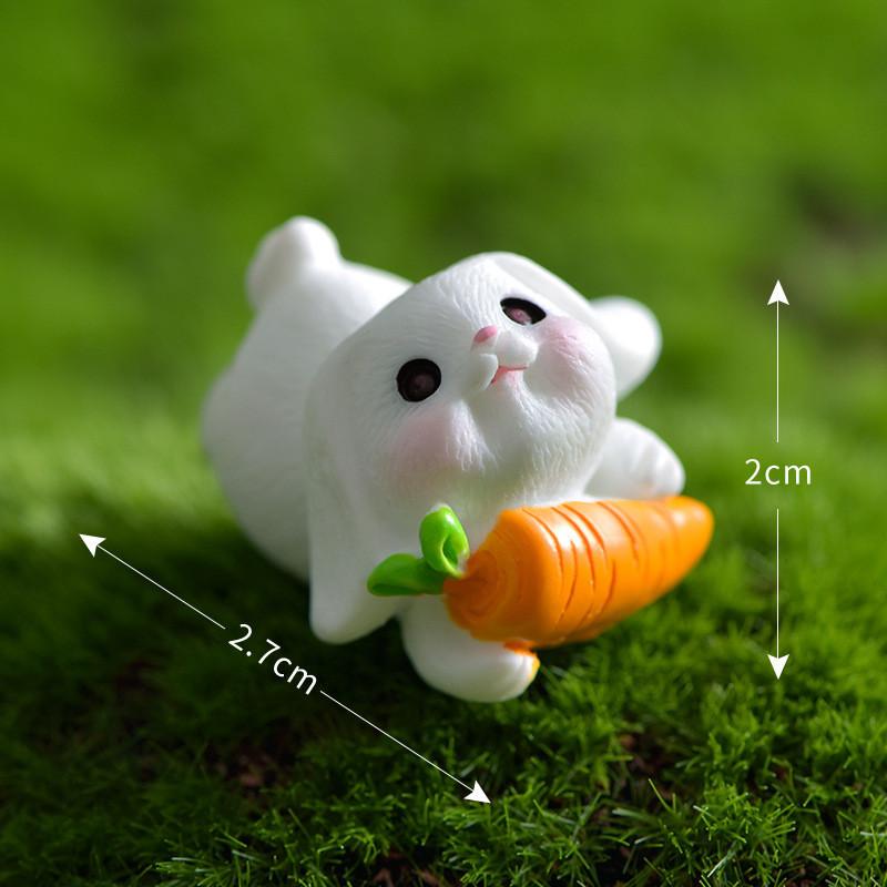 Cute Resin White Rabbit Ornament Enchanting Garden Miniature Decor Piece
