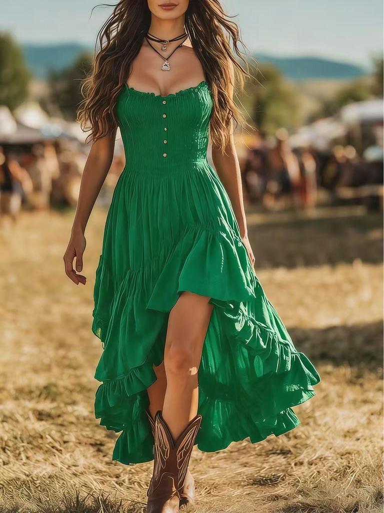 Богемное платье с неровным оборчатым подолом - Стиль для музыкального фестиваля