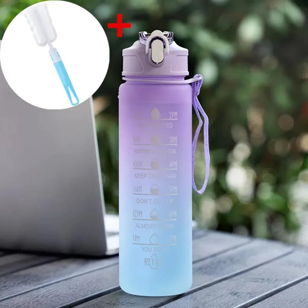 900ML Sports Water Bottle with Time Marker Leak-proof Cup Motivational Portable Water Bottle for Outdoor Sport Fitness BPA Free