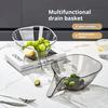 Fruit Drain Basket with Removable Strainer Food Grade BPA Free Transparent Fruit Cleaning Bowl Kitchen Sink Food Catcher Drainer