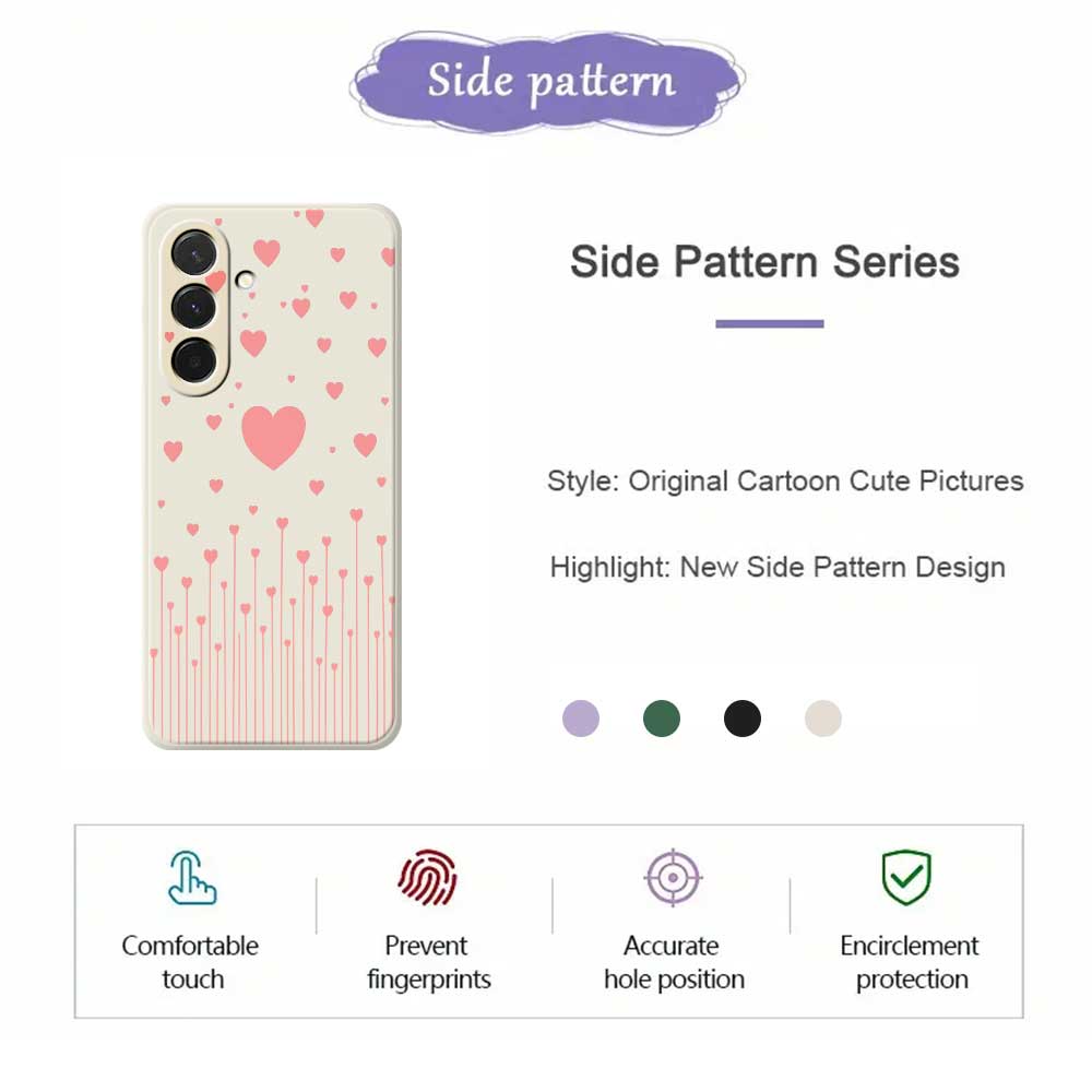 For Samsung Galaxy A36 5G Case Pink Love Pattern Printing Straight Edge TPU Phone Back Cover