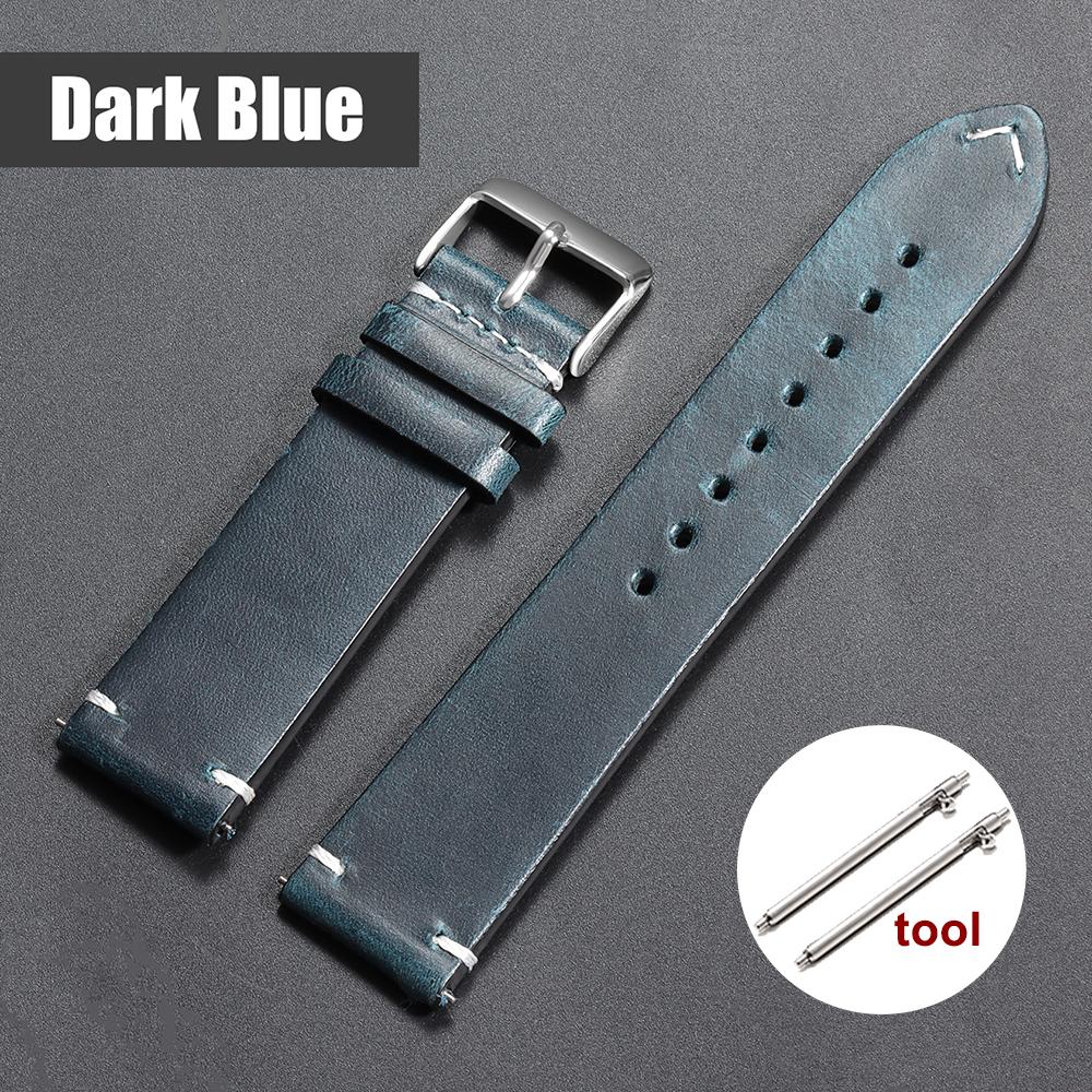 Vintage Oil Wax Leather Watchband 18mm 20mm 22mm 19mm 21mm 24mm Wristband Stitching Cowhide Strap for Omega for Seiko Watch Band