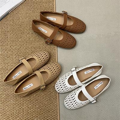 Мода 2025 весна Женские уличные туфли Мэри Джейн Китайский стиль Квадратный носок Вышивка Жаккард Дизайнерская обувь для ходьбы Неглубокие женские балетки