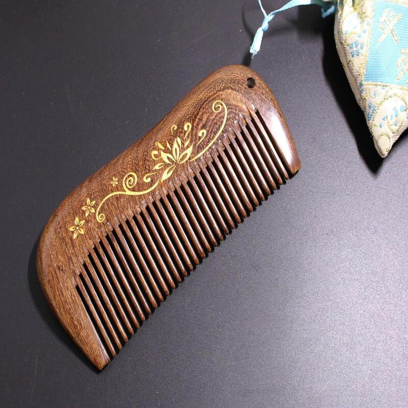 FLZX Golden Sandalwood Hand-Painted Massage Comb