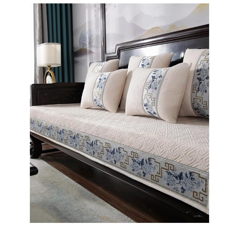 Living Solid Wood Sofa Cushion Four Seasons Universal New Chinese Style Cushion Autumn and Winter Thickening Non-Slip High-End Rosewood Sofa