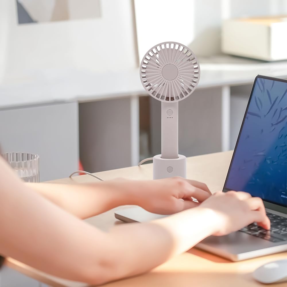TRADE ONE новый портативный вентилятор Handy с 4 уровнями воздушного потока USB 30906 [модель 2025 года], розовый, вентилятор, регулировка, перезаряжаемый, Type-C в комплекте,