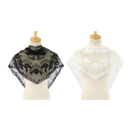 Triangle Scarf Lace Satin Shawl Scarf Hollow Embroidery Flower Pattern Beach Sun Protection Shawl Women