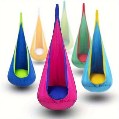 1 шт. Детское кресло-гамак-качели-подвесное кресло-гамак для дома и улицы, надувная подушка и карман-идеально подходит для отдыха и игр.