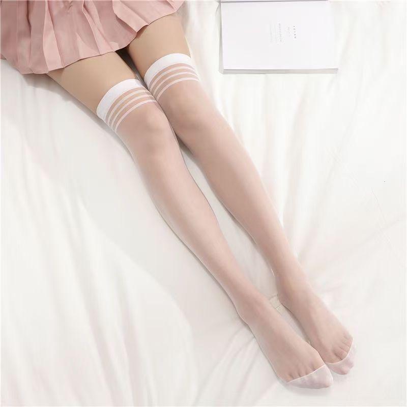 8D Luminous Reflective Horse Oil Over-the-Knee White Stockings, Seamless Red Thigh-High and Knee-High Socks for Women
