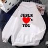 Christian Jesus Love's You Bible Verse Hoodies Red Heart Graphic Printing Sweatshirts Streetwear Long Sleeve Winter Pullovers