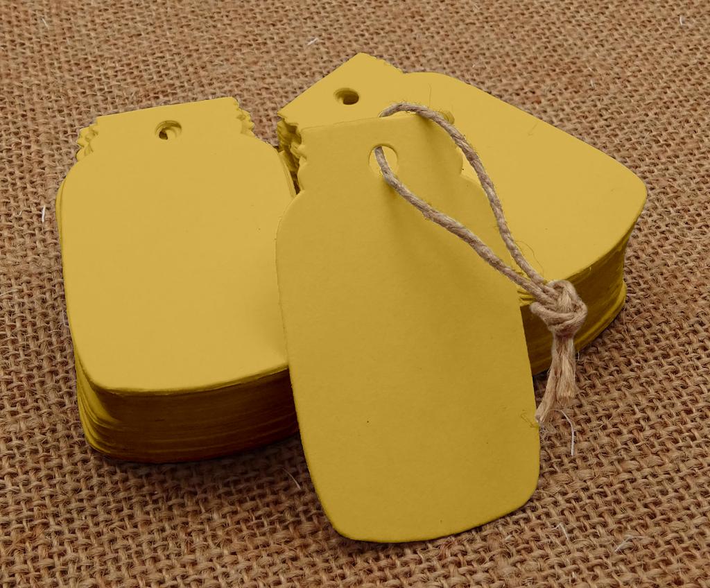 100 шт. Картонные бирки в форме банки Мейсона, пустые бирки для свадебных подарков с бесплатным натуральным джутовым шпагатом