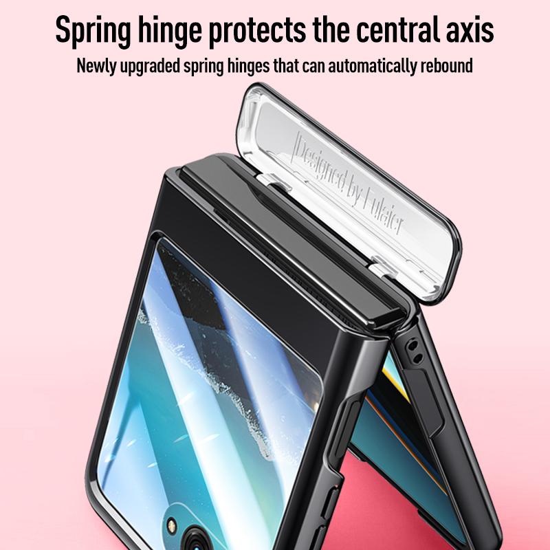 Для MOTO Razr 40 Ultra Покрытый шарнирный автоматический пружинный 360° Полная защита от падений с закаленным стеклом Передняя пленка Чехол для телефона