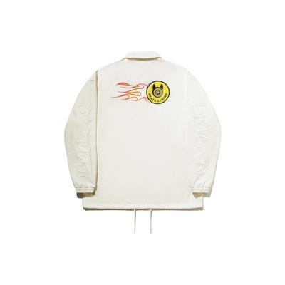 Свободная повседневная куртка Li Ning X Og Slick с принтом эмодзи на спине, унисекс, молочно-белая AFDT615-1