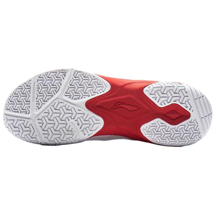 Li Ning Sound Wave IV Спортивные Удобные Износостойкие Дышащие Низкие Кроссовки для Бадминтона Унисекс Белый Красный AYTV015-3