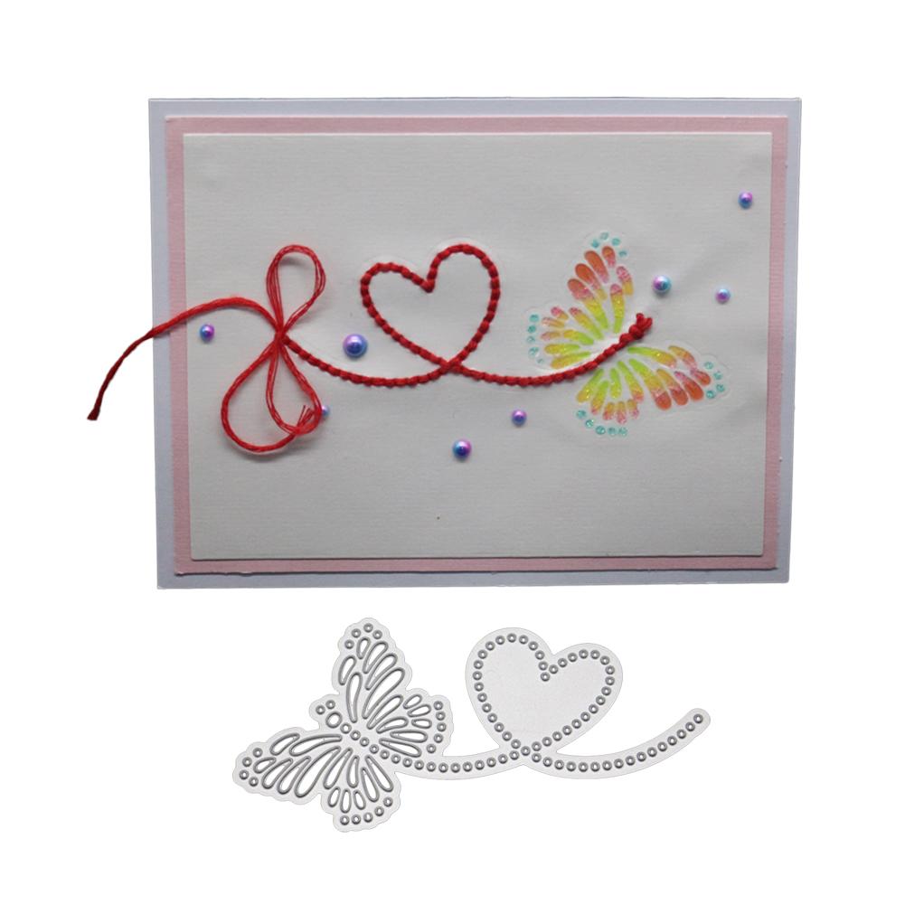 Бабочка Сердце Граница Металлический Серебристый Трафарет Тиснение Вырубные Штампы Для Скрапбукинга Бумага Альбом Карты Изготовление