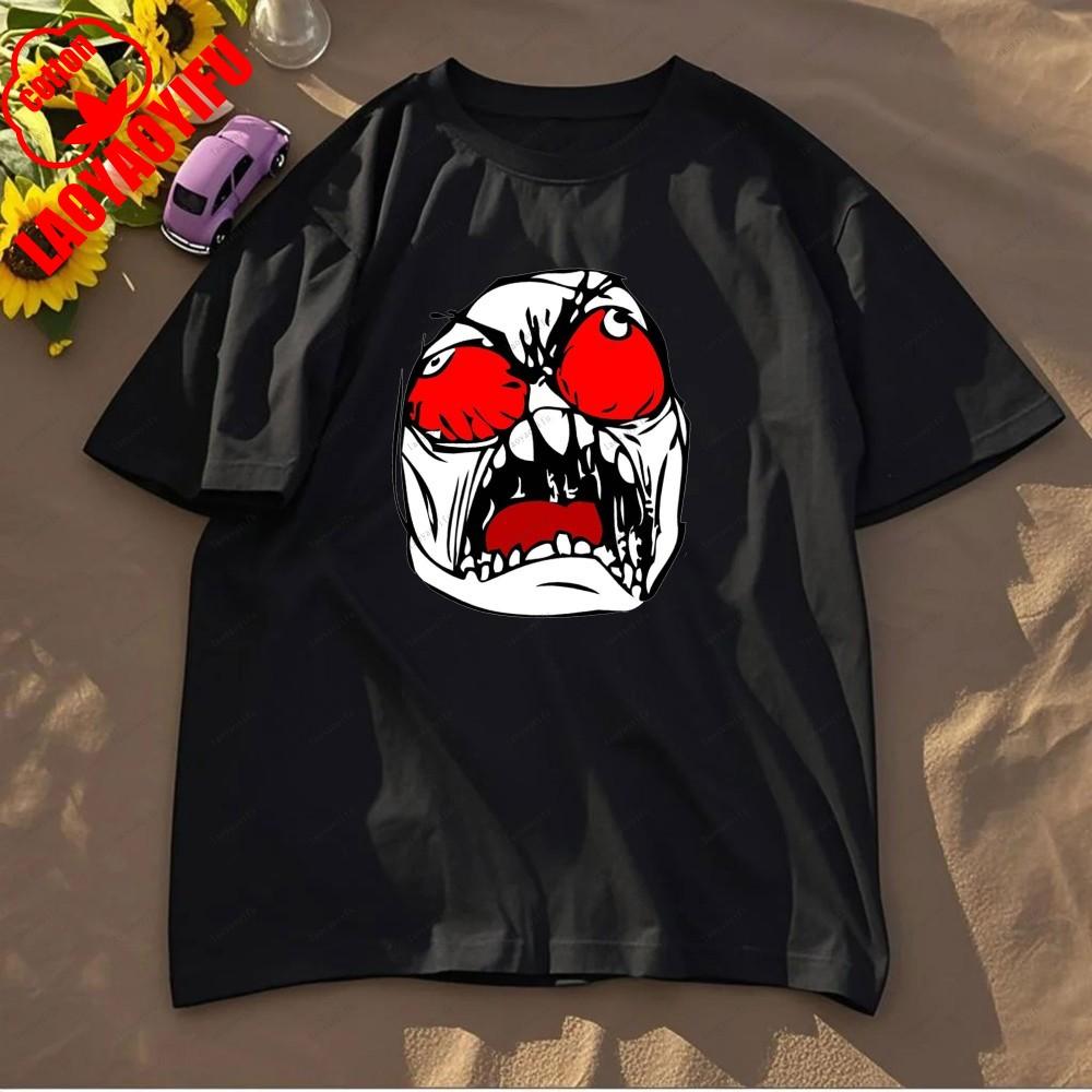 Rage Comic Trollfac Printed T Shirts Funny Anime Pure Cotton Top Tees Men Summer Short Sleeves T Shirt O Neck Fashion Tshirt