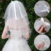 Elegant Short Simple Two Layer Photo Veil Bridal Veil Women's Tulle With Comb Wedding Veil