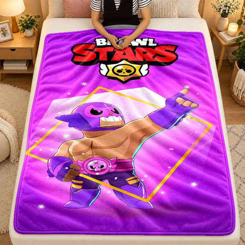 Flannel BlanketBrawl Stars Warm Soft Throw Blanket for Indoor Sofa Bed Living Room Use